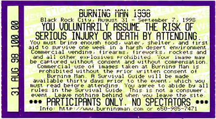 My Burningman 1998 Ticket